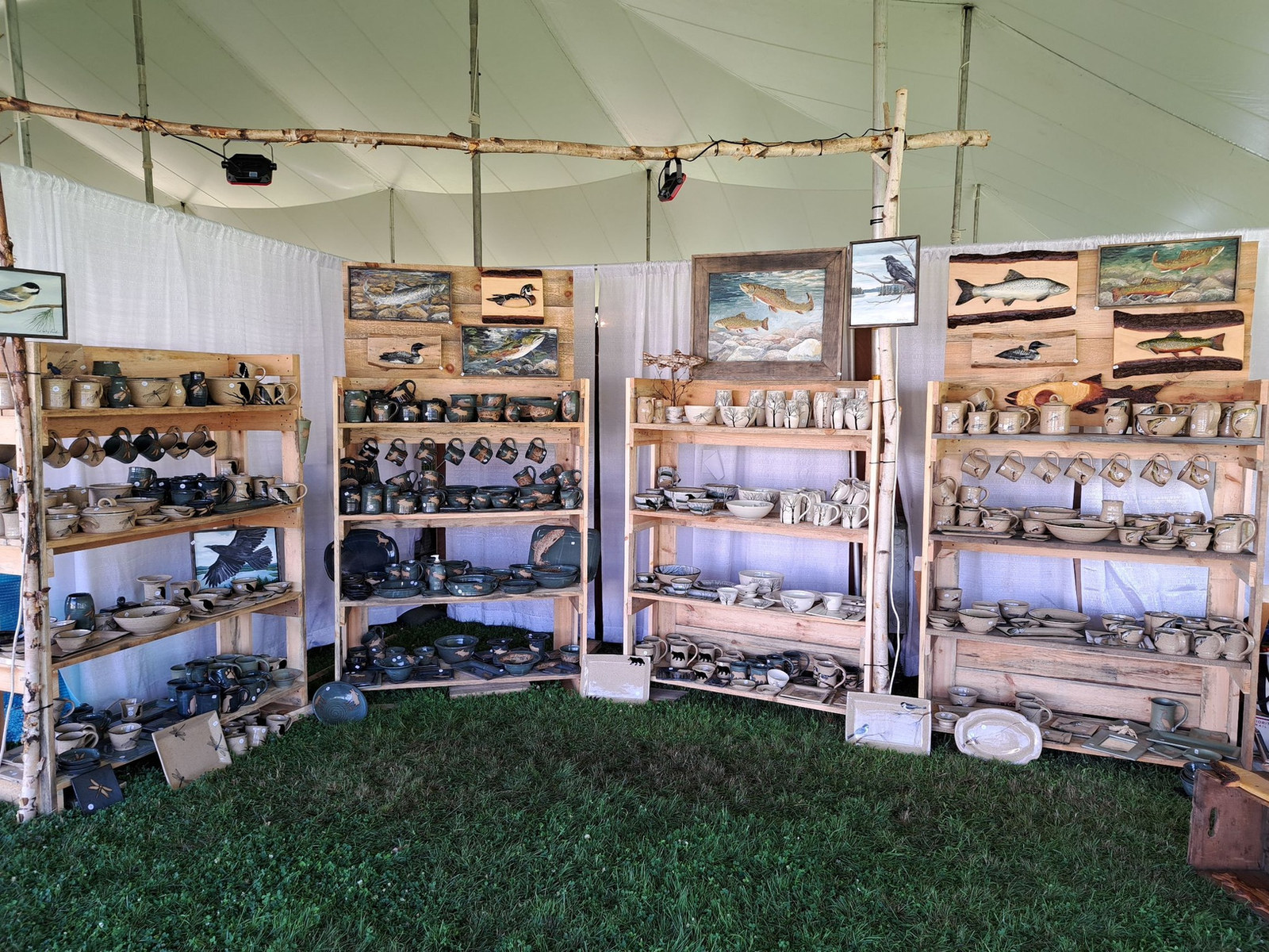 Cabin Pottery display at a craft fair
