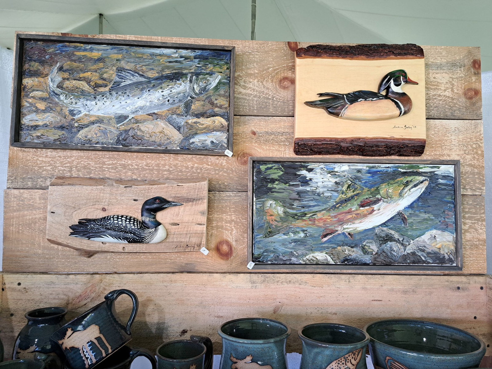 Pottery tiles and painted artwork