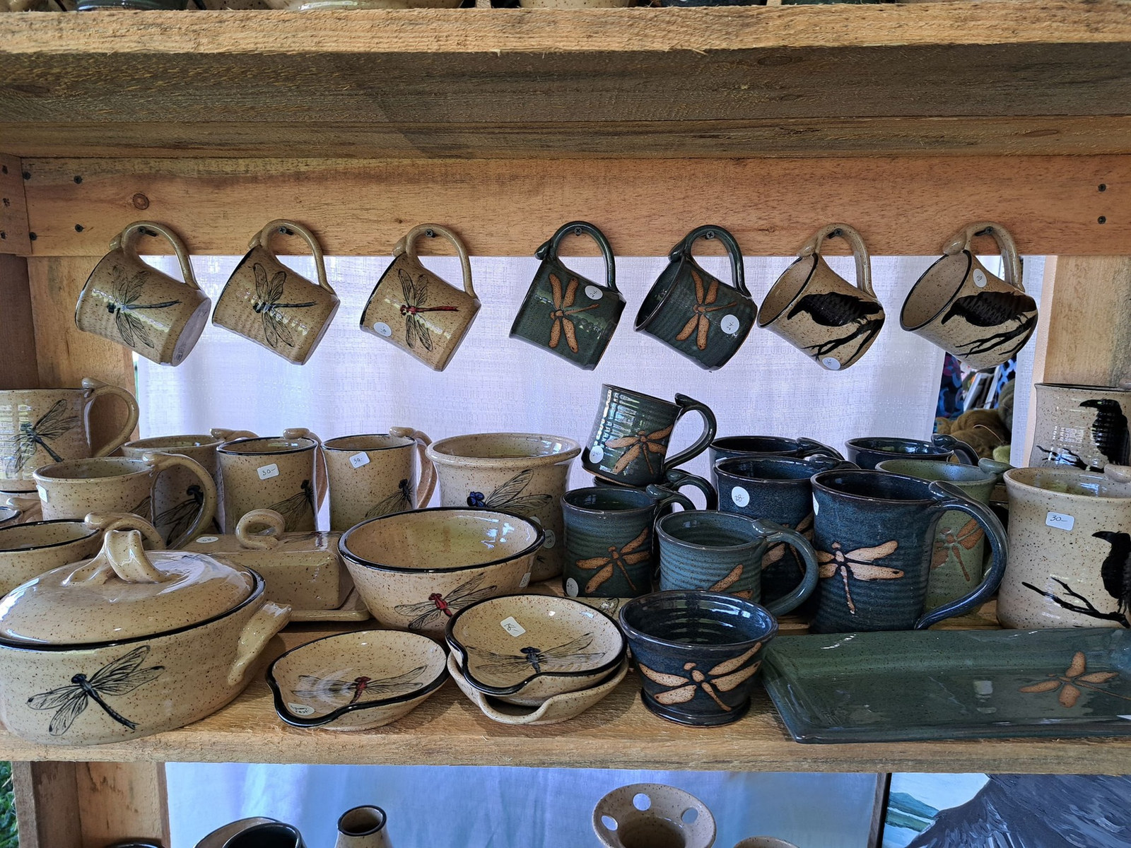 Cabin Pottery studio and shelves